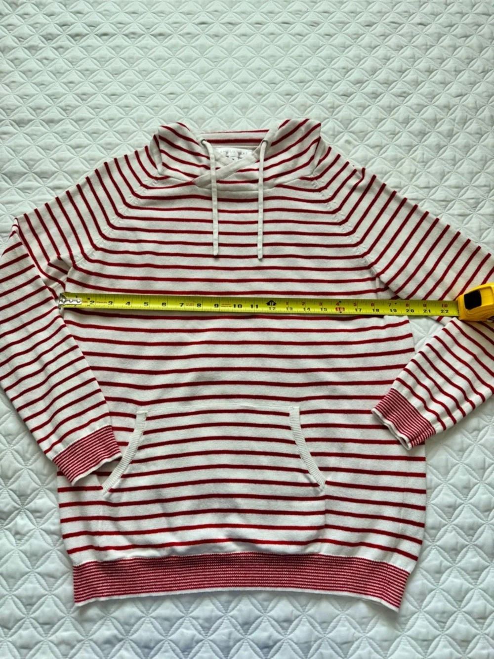 Amour Vert Kaitlyn White Red Striped Cowl Neck Drawstring Pullover Sweater Sz M